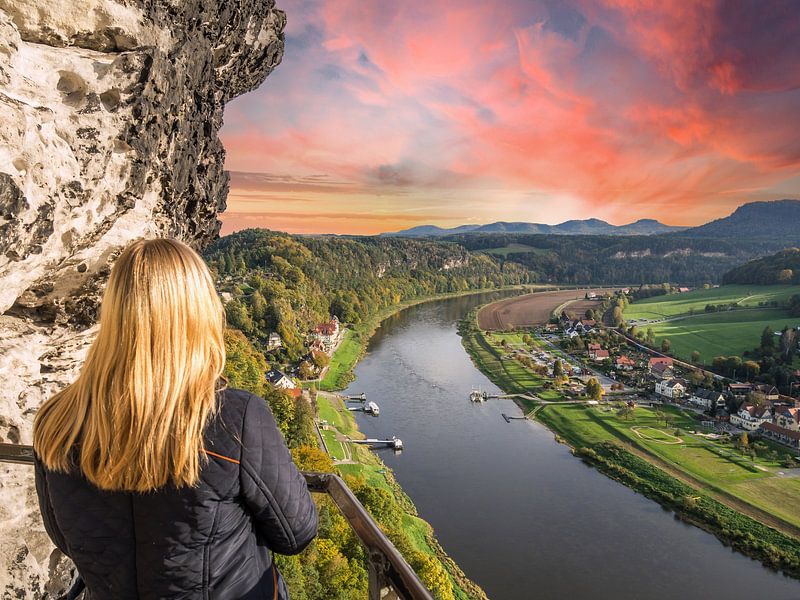 Tourism Mrs View of the Elbe in the Elbe Sandstone Mountains, Saxon Switzerland by Animaflora PicsStock