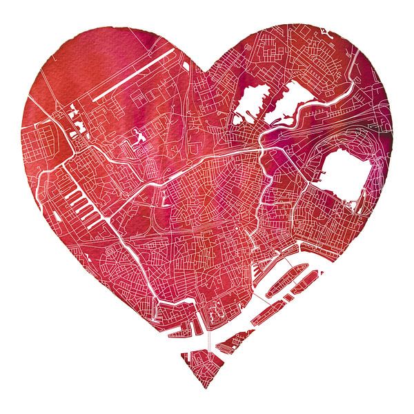 Rotterdam North | City map in a heart by WorldMapShop