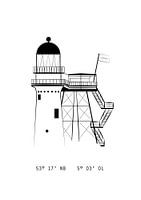 Poster phare Vlieland - Noir et blanc -