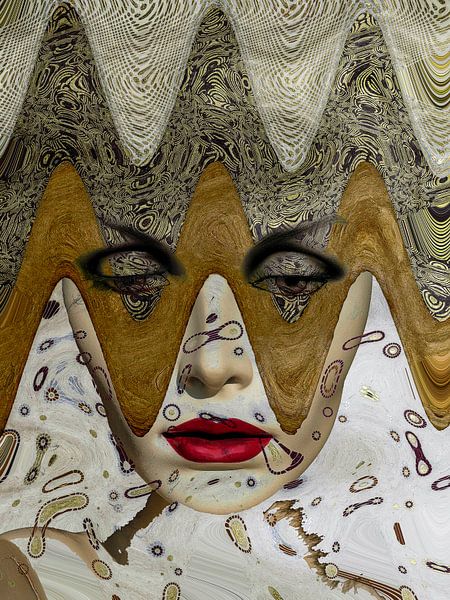 The face with the golden waves by Gabi Hampe