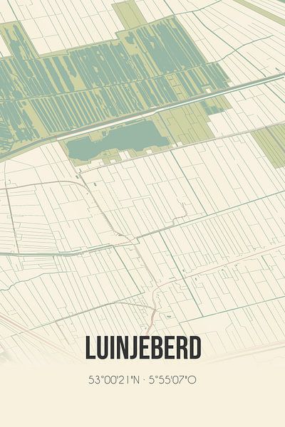 Alte Karte von Luinjeberd (Fryslan) von Ortsdrucke