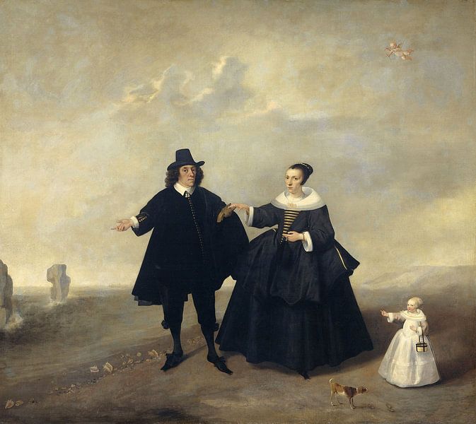 Portrait d'un couple avec enfant, membres de la famille van Beresteyn par Des maîtres magistraux