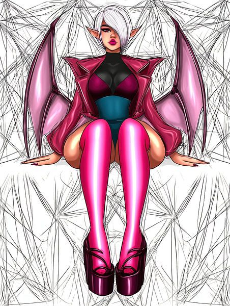 Stylish she-devil in pink by Frank Heinz