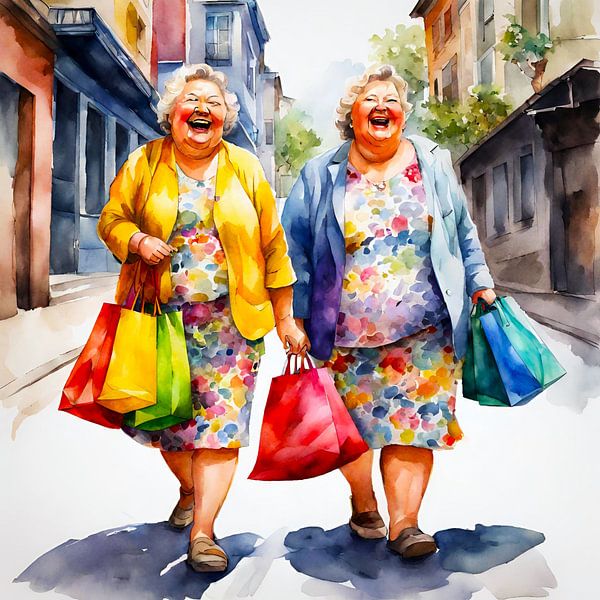 2 sociable ladies shopping by De gezellige Dames