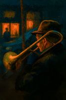 Ein Musiker in der Pariser Nacht