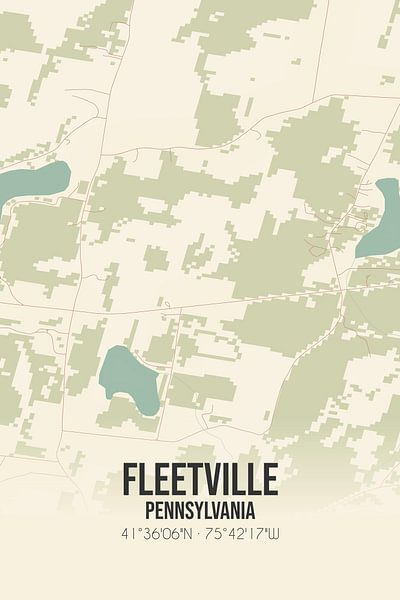 Carte ancienne de Fleetville (Pennsylvanie), USA. par Affiches de lieux