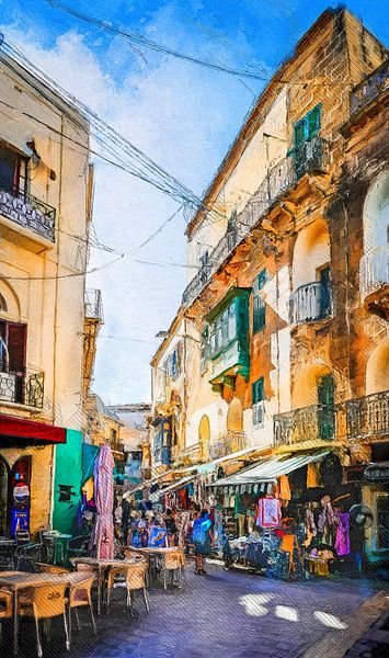 Malta Gozo Victoria city watercolor painting #malta by JBJart Justyna Jaszke