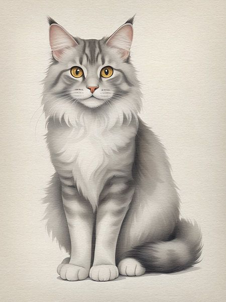 Grey Majesty: The Maine Coon on Paper by Hilde Remerie Photography and digital art