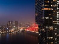 Paysage urbain de Rotterdam, rouge Erasmsubrug