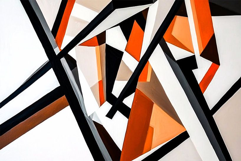 Geometrische Kunst in Schwarz und Orange von Art & Soul Creations