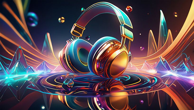 Headphones with digital music by Mustafa Kurnaz