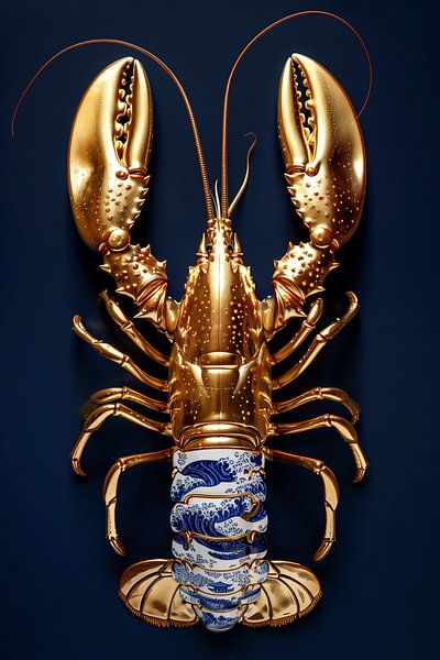 Lobster Luxe - Solid Gold with Delft Blue body by Marianne Ottemann - OTTI