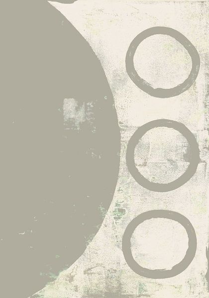 Abstracte geometrische vormen in warm grijs en wit nr. 2 van Dina Dankers