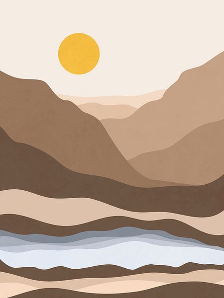 Mountains in brown tones with lake by Studio Miloa