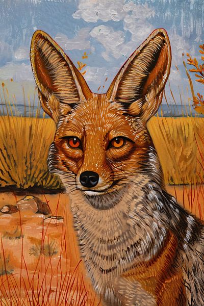 Painting of a fox in the field by Art & Soul Creations