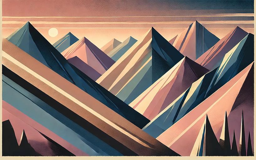 Serenity Mountain Vista in Art Deco by Chromatic Fusion Studio