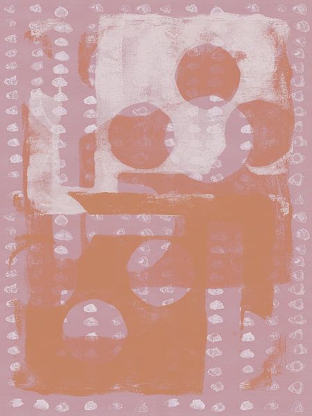 Abstract organic shapes in terracotta, purple and white. by Dina Dankers
