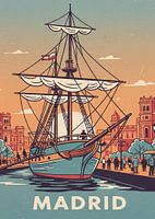 Madrid Spain Traditional Port Watercolor Painting