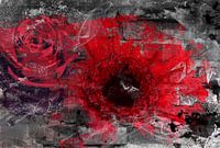 Une image moderne de fleurs rouges.