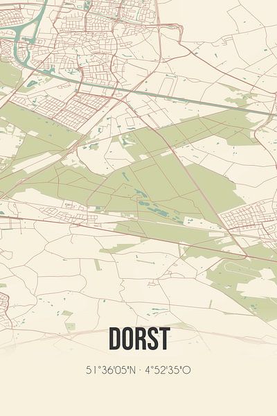 Vieille carte de Dorst (Brabant du Nord) par Affiches de lieux
