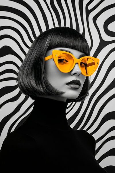 Portrait futuriste avec des lunettes jaunes par Poster Art Shop