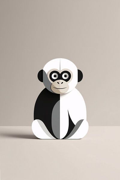 Black-and-white monkey illustration by Art & Soul Creations