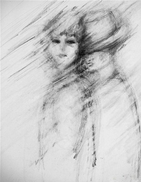 Portrait of two lovers . Hand-drawn in pencil. by Ineke de Rijk