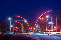 spoorwegovergang bij nacht