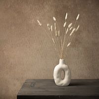 Still life with dried flowers in white porcelain vase (version 2 square)