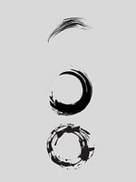 Art mural abstrait avec coups de peinture circulaires - Impression numérique de style Japandi