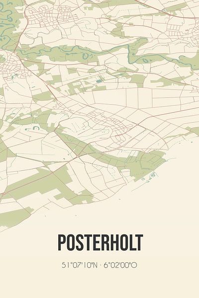 Alte Landkarte von Posterholt (Limburg) von Ortsdrucke