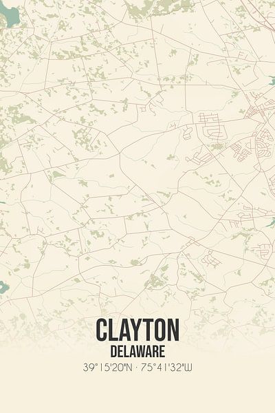 Alte Karte von Clayton (Delaware), USA. von Ortsdrucke