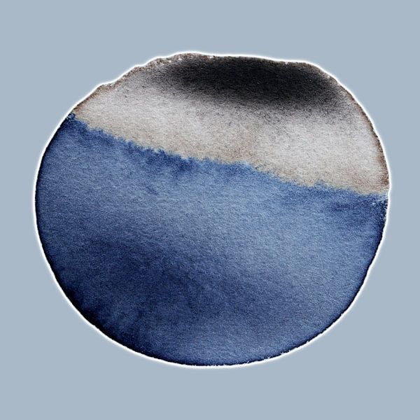 Soft Quiet Aqua Mineral 981 - Watercolour art with Soft Depth and Calm Blue Harmony by Saskia Mensink PRINTS