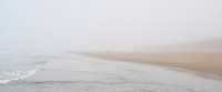 strandwandeling in de mist