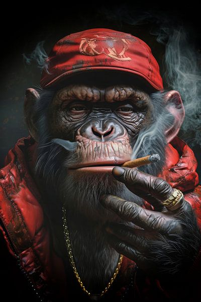 Monkey with cigarillo by ARTemberaubend