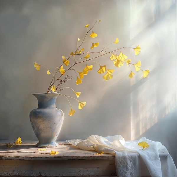 Stilleben, Ginkgo Biloba in Vase von Caroline Guerain