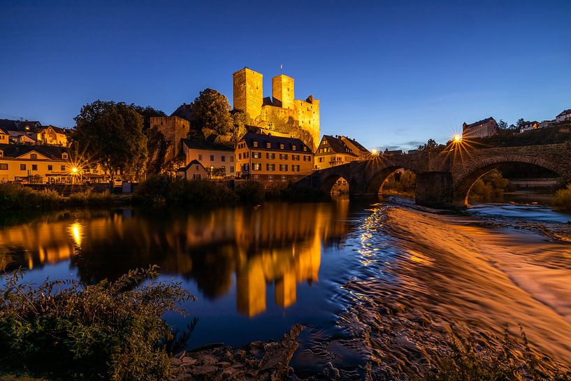 Runkel on the Lahn at the blue hour by Frank Herrmann