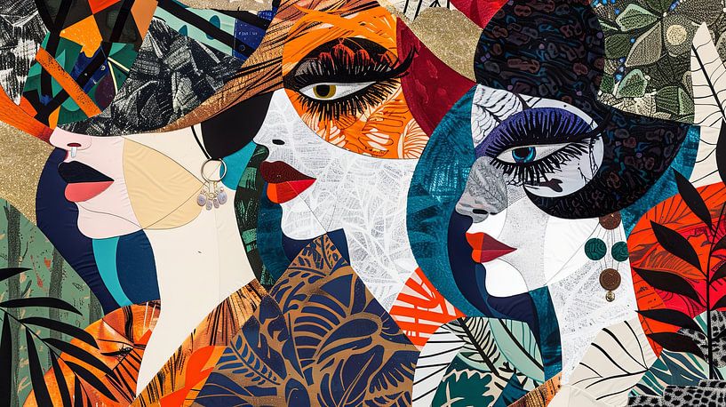 trio de femmes japonaises collage par Egon Zitter