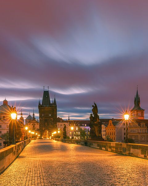 Sunrise in Prague with the Charles Bridge by Henk Meijer Photography