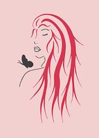 Madame papillon 2 - femme aux cheveux roux et papillon noir