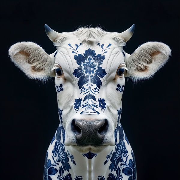 Delft blue porcelain Cow by Thea