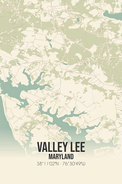 Alte Karte von Valley Lee (Maryland), USA. von Ortsdrucke