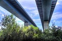 View of the Kiel North Baltic Sea canal bridge