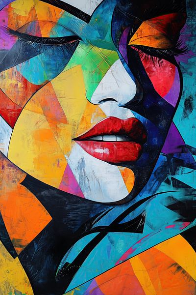 Portrait de femme pop art paix et mystère - art coloré par Mel Digital Art