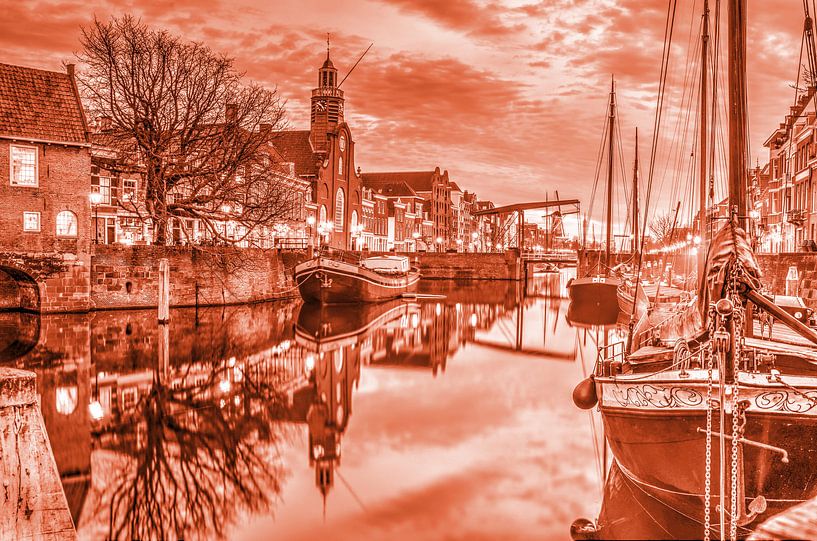 Crépuscule à Delfshaven - monochrome par Frans Blok - des photos, de l'art et des autres décorations murales