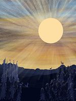 Sonnenaufgang in den Bergen - Illustration