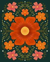 Fleurs de forêt vertes et orange