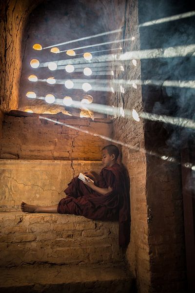 Baghan Myanmar, young monk studying in buddhist monastery. (seen at vtwonen) by Wout Kok