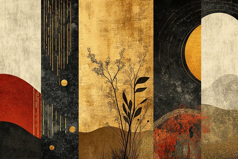 Rust Art | Beige und Gold Abstrakt von Zen und Mehr