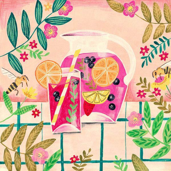 Nature morte Cocktail de fruits d'été couleurs vives par Caroline Bonne Müller
